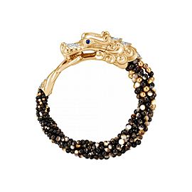 JOHN HARDY LEGENDS NAGA BLACK MO PEARL BEAD BRACELET 18K GOLD DIAMONDS SZ M NEW