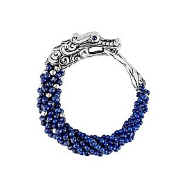 JOHN HARDY LEGENDS NAGA STERLING BEAD MULTI ROW BRACELET LAPIS LAZULI SZ M NEW