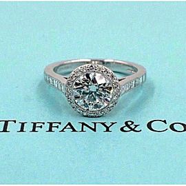 Tiffany & Co Bead Set Platinum Diamond Engagement Ring Rounds 2.27ct