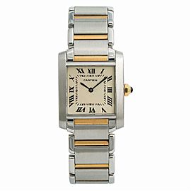 Cartier Tank Francaise 2301 W51007Q4 Womens Quartz Watch 18k Two Tone 25mm