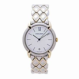 CHAUMET OR-ACIER 205476 WOMENS QUARTZ WATCH WHITE DIAL TWO TONE GOLD 30MM