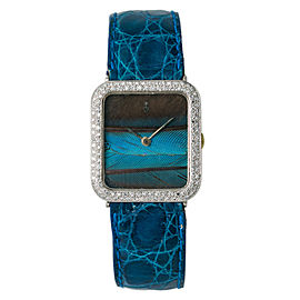 Corum Peacock Feather 27536/7623 Unisex Hand Wind 18k WG Diamonds Watch 26mm