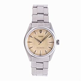 ROLEX OYSTER Vintage 6480 MENS MANUAL MIDSIZE WATCH OFF WHITE DIAL 34MM