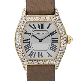 Cartier Torteu WA503751 18k Gold Factory Diamond Bezel Watch 28mm Extra Strap