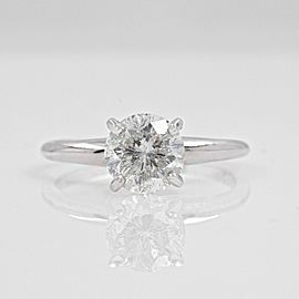 Round Salt & Pepper Diamond Solitaire Engagement Ring 1.49 cts 14kt White Gold