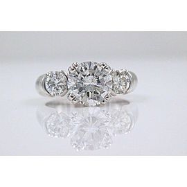 Three Stone Diamond Engagement Ring Round 2.93 tcw 18k White Gold $20,000 Retail