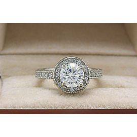 Leo Halo Diamond Engagement Ring Rounds 1.62 tcw 14k White Gold $20,000 Retail