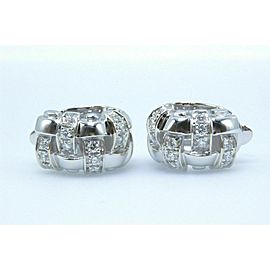 Tiffany & Co Vannerie Basket Weave Diamond Earrings 18k White Gold $7,000 Retail