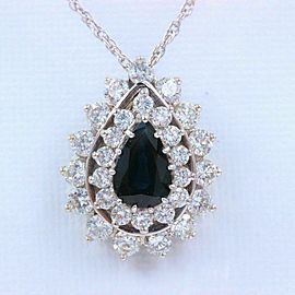 Sapphire & Diamond Pendant Necklace 4.78 tcw 14k White Gold $12,000 Retail