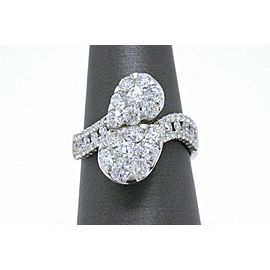 18k White Gold Pear Shaped Diamond Cocktail Ring Pave Round Cuts 2.11 tcw F VS