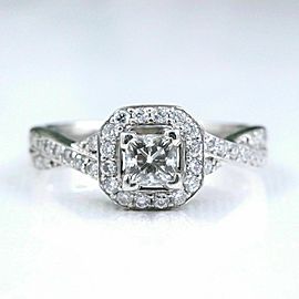 Princess Halo Twisted Diamond Engagement Ring 14k White Gold 1 tcw $6,000 Retail