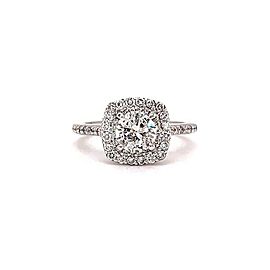 Round Brilliant Double Halo Diamond Ring 1.31 Carats 14K White Gold