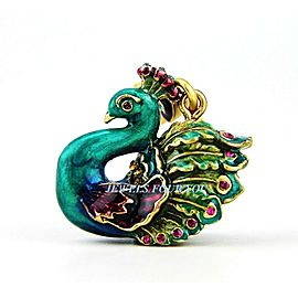 Jay Strongwater Lillian Peacock Charm 18k Gold Plated Swarovski Crystals NEW BOX