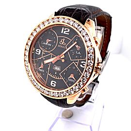 Jacob & Co. Five Time Zone JC-9 18K Rose Gold Diamond Bezel BEAUTIFUL