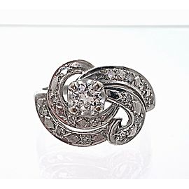 Antique Old European Cut Diamond Swirl Ring 14K White Gold