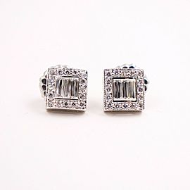 Crisscut Baguette and Round Diamond Earrings 2.00 tcw in 14kt White Gold