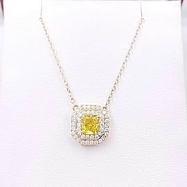 Fancy Vivid Yellow Radiant Diamond 1.50 tcw Pendant Necklace