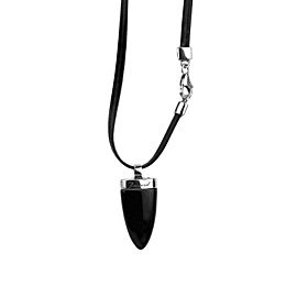 BACCARAT JEWELRY TRIBAL STERLING SILVER ONYX PENDANT LEATHER NECKLACE NEW FRANCE