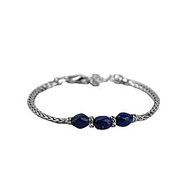 JOHN HARDY ST. SILVER CLASSIC CHAIN SLIM BRACELET LAPIS LAZULI SZ M 180B NEW