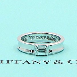 Tiffany & Co 18K White Gold Stackable Baguette Diamond Wedding Band Ring 4.5mm