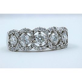 Diamond Wedding Band Ring Halo Design 14k White Gold $5000 Retail