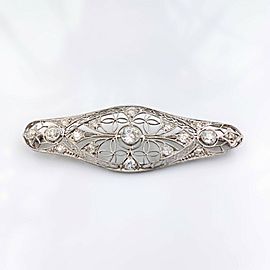 Antique Edwardian Era Platinum Filigree Diamond Bar Pin Brooch 1.85 TCW