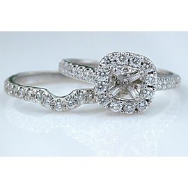 NEIL LANE 2.00 tcw Diamond Halo Semi Mount and Band Set in 14k White Gold