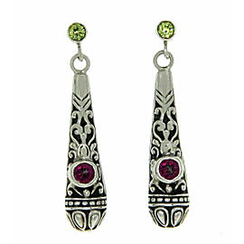 925 Sterling Silver Bali Tourmaline and Peridot Dangle Earring » E22