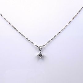 Princess Cut Diamond Solitaire 1/2 CT Pendant Necklace 18K White Gold