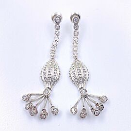 1 TCW Diamond Chandelier Drop Earrings J. Rodeo 14K White Gold