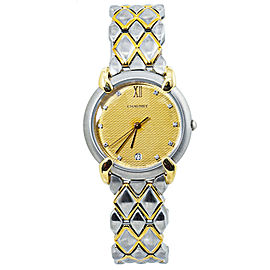 Chaumet OR-ACIER Griffe Womens Quartz Watch 18k Gold and Steel Diamond Dial 31MM