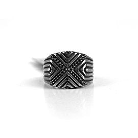 JOHN HARDY ST. SILVER CLASSIC CHAIN SIGNET PAVE BLACK SAPPHIRE RING sz 10 82R