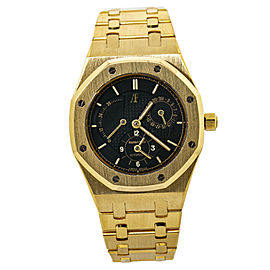 Audemars Piguet Royal Oak 25730BA Dual Time 18K Gold Black Dial Mens Watch 36mm