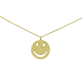 14k Yellow Gold Smiley Face Pendant Necklace