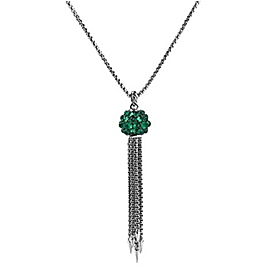 David Yurman 13mm Osetra Cable Berries Green Onyx & St. Silver Tassel 39N