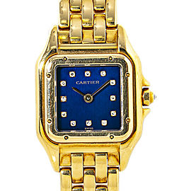 Cartier Panthere 1280 2 Women's Quartz 18K Gold Blue Factory Diamond Dial 22mm