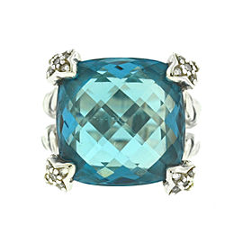 David Yurman Sterling Silver Blue Topaz Diamond Ring