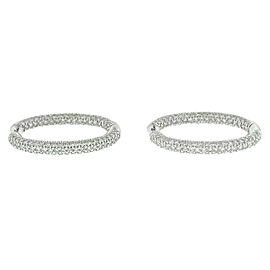 18k White Gold Oval Diamond Pave Inside Out Hoop Earrings Aprox 3.98CTW