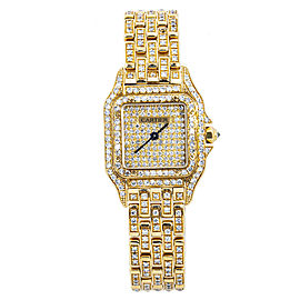 Cartier 8839 Panthere 18k Gold Factory Diamond Bezel Bracelet Quartz 23MM