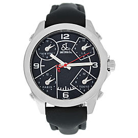 Jacob & Co. Five 5 Time Zone JCM-29 Stainless Steel 40MM Watch Black Strap