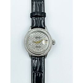 Rolex Ladies Datejust 6917 Diamond Dial Diamond Bezel Stainless Leather Strap