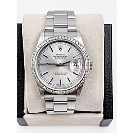 Rolex Datejust 16200 Silver Dial Diamond Bezel Stainless Steel