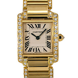 Cartier Tank Francaise 2385 WE1001RG Womens 18kt Gold Quartz Watch 3.6CT 22mm