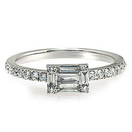 0.49 CT Round & Baguette Diamond In 14K White Gold Wedding Band Ring