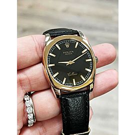 Rolex 4243 Cellini Danaos 18K Rose and White Gold Leather Strap