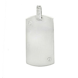 14k White Gold Diamond Dog Tag Pendant