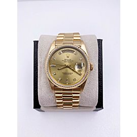 Rolex President Day Date 18238 18K Yellow Gold Original Champagne Diamond Dial