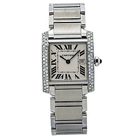 Cartier Tank Francaise 2465 VS Diamond Bezel Ladies Quartz Watch 25MM