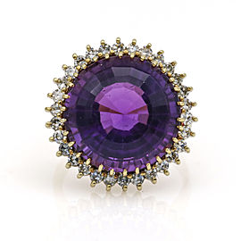 H Stern Amethyst Diamond Halo Cocktail Ring in 18k Yellow Gold