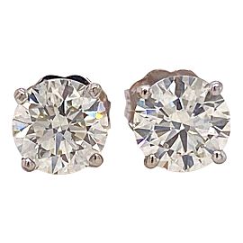 Round Brilliant Diamond 1.51 tcw Stud Earrings in 14kt White Gold